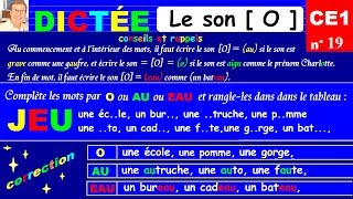 Dictée autonome CE1 avec les sons o au eau – règle orthographe  19 [upl. by Higgins]