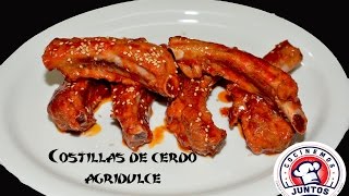 Costillas de cerdo agridulce 👨🏽‍🍳 comida china [upl. by Yleek]