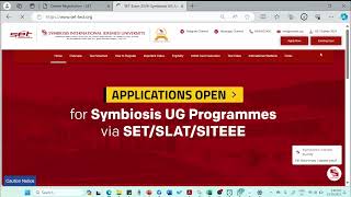 Symbiosis Entrance Test SET  Application form filling  SLAT  SET  2024 [upl. by Ahsinna]