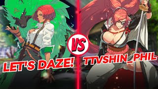 High Level GGST Gameplay Giovanna vs Baiken  lets daze Vs TTVShinPhil  Strive Replay [upl. by Christalle580]