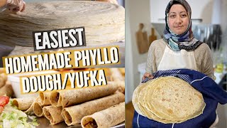 Homemade Phyllo  Yufka Dough From Scratch amp Easiest Method To Cook On Stovetop [upl. by Anneg233]