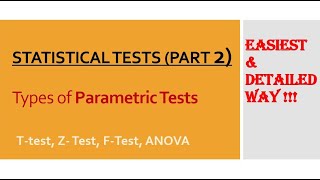 STATISTICAL TESTS 2 Types of Parametric Tests TTest FTest ZTest amp ANOVA UGC NET [upl. by Uund]