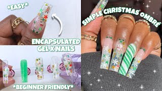 HOW TO ENCAPSULATE WITH GEL X EXTENSIONS METHOD  EASY GEL X NAILS AT HOME  CHRISTMAS NAILS [upl. by Ranitta]