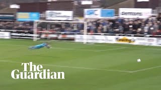 Hemel Hempstead goalkeeper sarcastically dives after longrange strike [upl. by Naylor402]