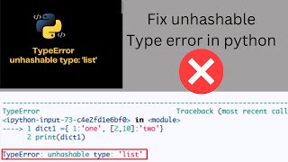 Unhashable type error  typeerror  unhashable type  list  how to fix unhashable type error [upl. by Kristof881]