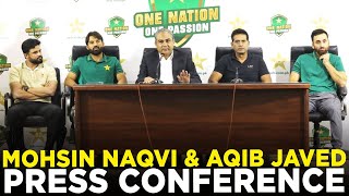 PCB Chairman Mohsin Naqvi and Member Selection Committee Aqib Javed Press Conference  PCB  MA2A [upl. by Nora]