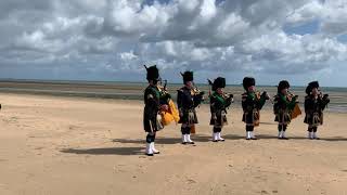 NYPD Pipes and Drums plays Amazing Grace on Utah Beach Normandy France [upl. by Matias]