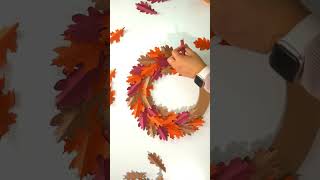 Paper autumn fall leaves wreath Creative Fabrica classes papercrafts papercrafting papercraft [upl. by Tybald]