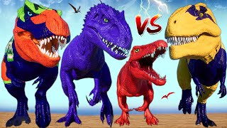 Aquaman Carnotaurus amp Albertosaurus Vs Spinosaurus TREX Jurassic World Evolution 2 Dinosaurs Battle [upl. by Ayikat665]