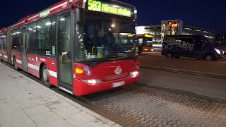 Sweden Stockholm ride with bus 583 from Arlanda Airport Terminal 5 to Märsta Train Station [upl. by Haines616]