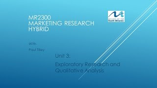 MR2300 Unit 3  Exploratory Research [upl. by Laurita152]