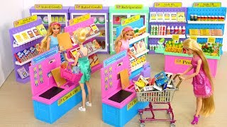 I ❤️ 2 Shop Barbie Deluxe Supermarket Morning Ready for School boneka Barbie Supermercado [upl. by Camarata]