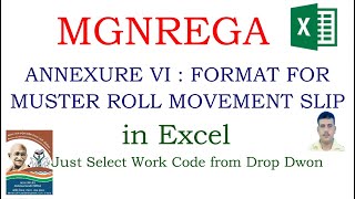 MGNREGA MUSTER ROLL MOVEMENT SLIP AUTO  Annexure VI Muster roll Movement Slip in Excel [upl. by Eleaffar585]