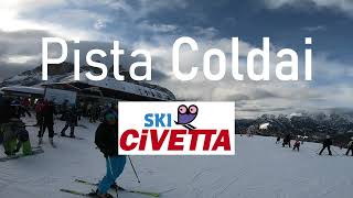 Pista Coldai nello Ski Civetta velocità e cambi di pendenza vista Civetta dolomitisuperski skiing [upl. by Ahsienal]