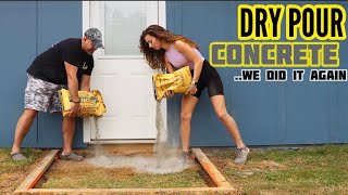 How To DRY POUR CONCRETE SLAB and Update of Our 1st Pour [upl. by Einnor18]