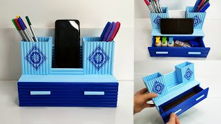 DIY  Making Desktop Organizer with Waste Paper  Pen Holder Organizer  Paper Crafts [upl. by Davida]