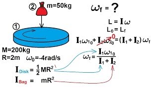 Physics 135 Angular Momentum 2 of 11 Ex 1 Sand Bag on Rotating Disk [upl. by Inna]