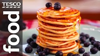 How to Make American Pancakes  Tesco Food [upl. by Sahcnip]