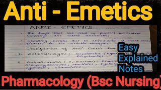 Notes Of Anti  Emetics in Pharmacology in Hindi Bsc Nursing [upl. by Ardnama]