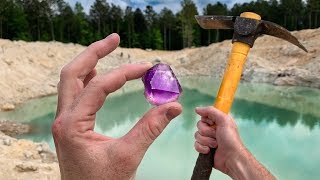 Found Rare Amethyst Crystal While Digging at a Mine Unbelievable Find [upl. by Selrahcnhoj]