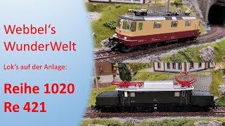 Elektrolokomotiven von Märklin auf der Modellbahn Re 421 Doppelpackung amp Reihe 1020 mit Güterzug [upl. by Volotta]