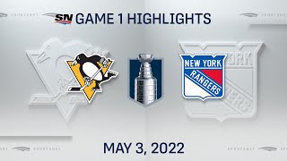 NHL Game 1 Highlights  Penguins vs Rangers  May 3 2022 [upl. by Ressler]