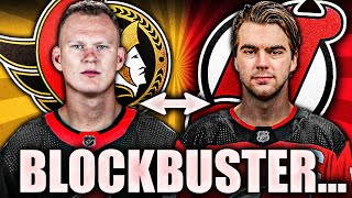 HUGE BRADY TKACHUK TRADE TO NEW JERSEY DEVILS NICO HISCHIER TO OTTAWA SENATORS [upl. by Aihsetal]