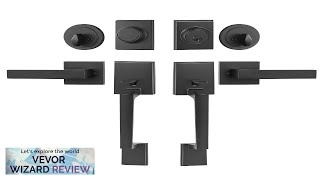 VEVOR Double Door Handle Set Matte Black Square Door Lever Double Front Review [upl. by Theta556]