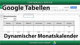 Dynamischen Monatskalender erstellen  Download Google Tabellen Spreadsheets [upl. by Nahum]