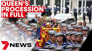 The Queens Funeral Procession to Westminster Abbey IN FULL  7NEWS [upl. by Alake]