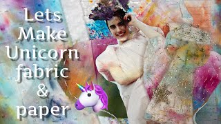 Unicorn dye fabric amp paper slow stitching and junk journal with me  PROCESS VIDEO [upl. by Post749]