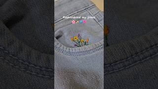 Embroidery on jeans😇🥰✨️ art artist diy embroidery jeans trending youtubeshorts shorts viral [upl. by Ociredef]