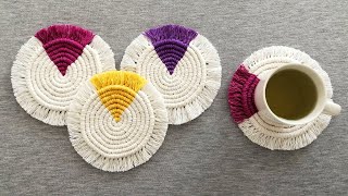 DIY como hacer POSAVASOS 🍵 en MACRAME paso a paso  DIY Macrame Coasters [upl. by Essirahs]