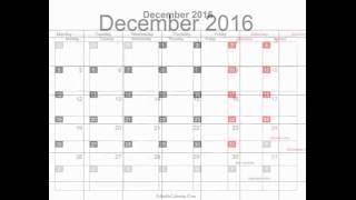 Free December 2016 Calendar Printable with holidays [upl. by Tartaglia]