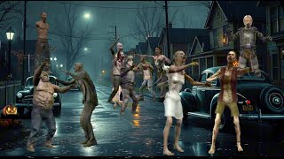 Zombie Dance Party In Deserted Neighborhood Halloween Ambience HolidayAmbience holidayrelaxation [upl. by Nwhas]