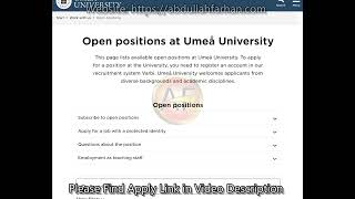 6 Postdocs in Neurosocialchemmicrobiology at Umea University SwedenHigh SalaryApply now [upl. by Eelac372]