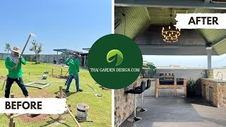 Construction of a Large Outdoor BBQ Sala plus 200 SQM Pergola on a Home Rooftop in Cha am Province [upl. by Libove]