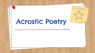 Acrostic Poetry [upl. by Silvia882]