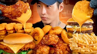 ASMR MUKBANG  편의점 직접 만든 불닭볶음면 햄버거 김밥 디저트 먹방 amp 레시피 FRIED CHICKEN AND Tteokbokki EATING [upl. by Deehan]