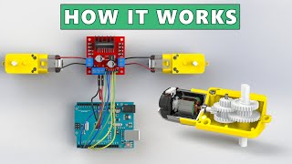 How DC GEAR MOTOR Works with ARDUINO and L298N [upl. by Azirb]