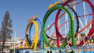 Olympia Looping in Wiener Prater  Worlds biggest transportable Roller coaster 4K [upl. by Mandle]