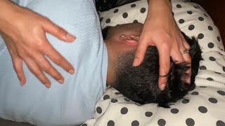 Relaxing ASMR head massageintense scalp scratching amp hair brushing sounds no talking [upl. by Laband]