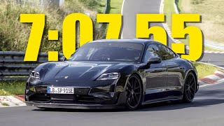 2025 Porsche Taycan Crushes Tesla Model S Plaid Nurburgring Lap Time and pursues Rimac Nevera [upl. by Petunia]