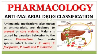 ANTIMALARIAL DRUGS CLASSIFICATION  PHARMACOLOGY  GPAT  NIPER  DI  PHARMACIST [upl. by Netti]