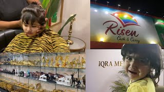 Irha ki hair cutting ka first reaction  Risen store tour  All in one store [upl. by Crissy]