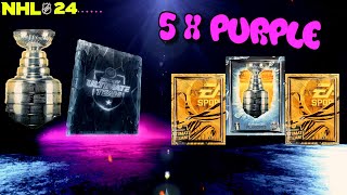 5 x PURPLE PULL STANLEY CUP PLAYOFFS CHOICE PACK NHL 24 HUT PACK OPENING [upl. by Greysun802]