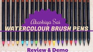 Akashiya Sai watercolour brush pens  Review amp Demo  blending tips lovesummerart [upl. by Gunnar]