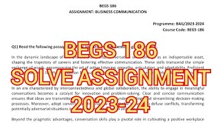 BEGS 186 SOLVE ASSIGNMENT 20232024  BEGS SOLVE ASSIGNMENT PDF  BEGS 186 ASSIGNMENT SOLUTION 2023 [upl. by Janice]