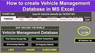 Vehicle Managment Project Demo in Excel  Vehicle Management System  Fleet Management System [upl. by Aillicirp]