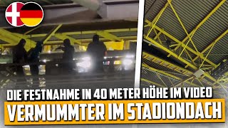 Vermummter klettert unter Dortmunder Stadiondach Deutschland – Dänemark 20 [upl. by Ahseinek]